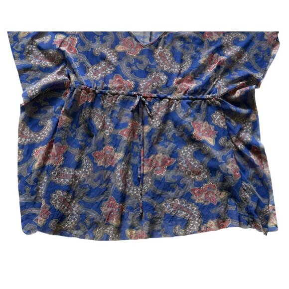 Sweet Pea By Stacy Frati Womens Blue Paisley Nylon Sheer Top M Cover Up Boho - Picture 3 of 6